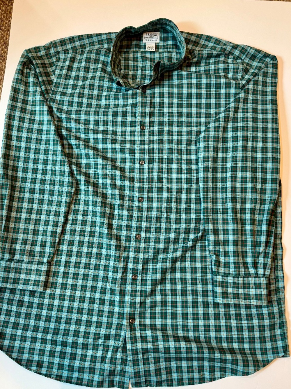 LL Bean Men's Wrinkle-Free Kennebunk Sport Shirt, Traditional Fit Check, XL Tall